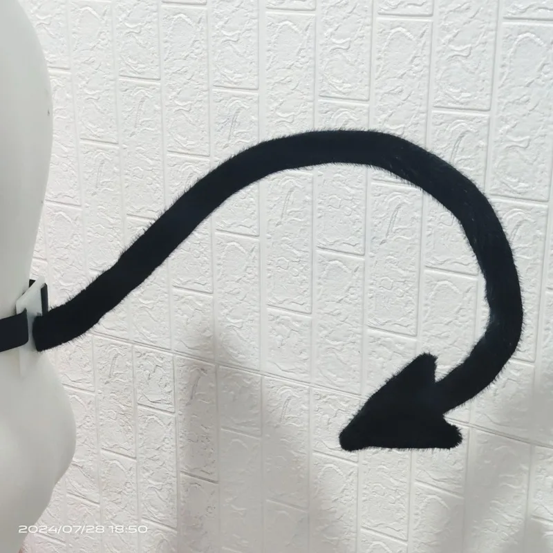 80cm 할로윈 악마 코스프레 퍼리 롱 테일 다크 고딕 로리타 액세서리 퍼슈트 테일 애니메이션 롤플레잉 파티 소품 유니섹스