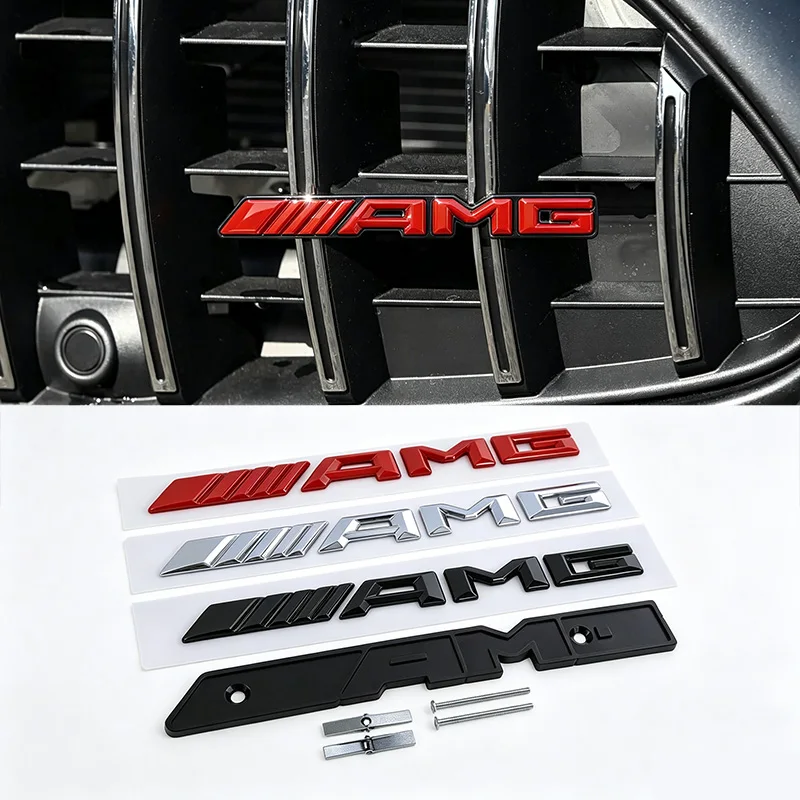 Alloy AMG Car Emblem Grille Letter Badge for Mercedes Benz AMG W204 W205 W210 W211 W212 W213 W167 W176 W463 GLC C63 G63 E63
