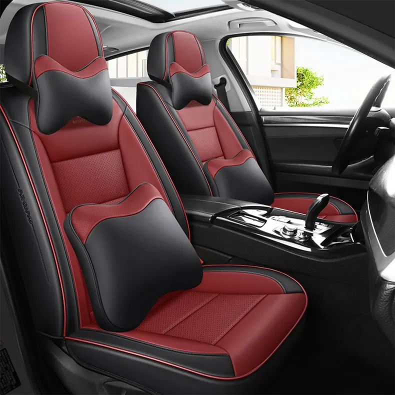 4 Pc Car Accessories Wellfit Synthetic Wholesale Waterproof Nappa Custom Fit Design Universal Full Set Luxury Leather Car Seat C