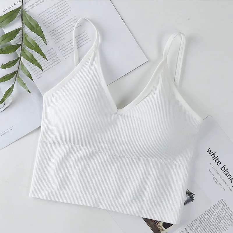 CHRLEISURE confezione di un pezzo reggiseno senza cuciture con cinturino lungo a U grande imbottito con canotta con ferretto per il Comfort sportivo