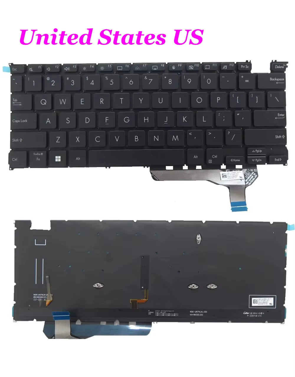 

Клавиатура США для ноутбука ASUS ZENBOOK14 Q409Z Q409ZA без рамки с черной подсветкой