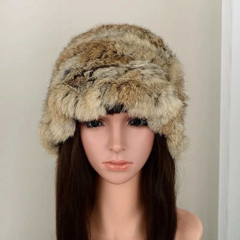 

Thickened and warm plush fur integrated woven hat women's cold-proof versatile knitted headpiece woolen
