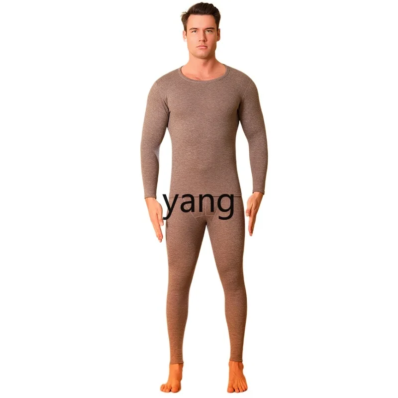 

LMM men's fleece thickened autumn and winter heating long johns set bottoming cotton sweater set