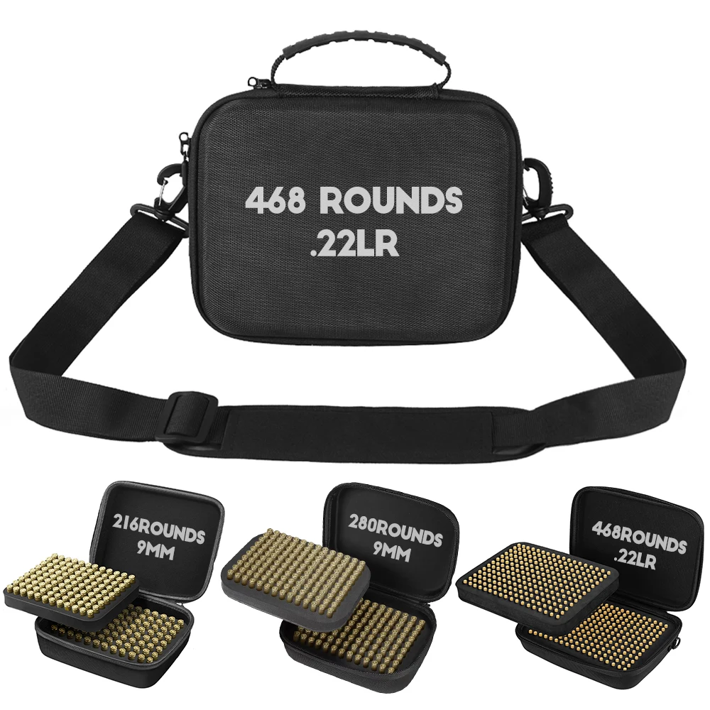 .22LR 9mm Ammo Pouches Double Layer Ammo Case Bullet Storage Case Ammo Box Ammunition Box Tactical Bag Cartridge Handbag Hunting