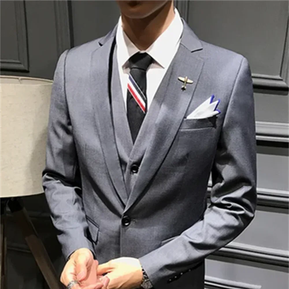 أسود الرجال الكلاسيكية الدعاوى مكتب الأعمال 3 قطعة مجموعات الاتحاد الأوروبي حجم الرجال سترة سترة بانت الدعاوى أسود/رمادي المتاحة XS-6XL