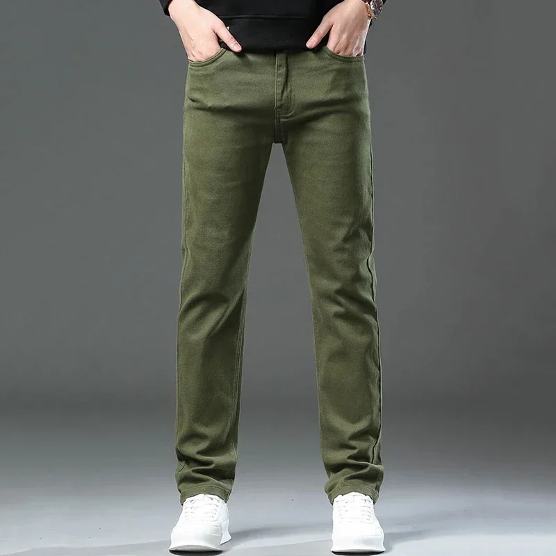 

2025 New Summer Thin Baggy Green Pants Men Slim Casual Pants Male Loose Straight Leg Mid High Waist Long Trousers Plus Size 44