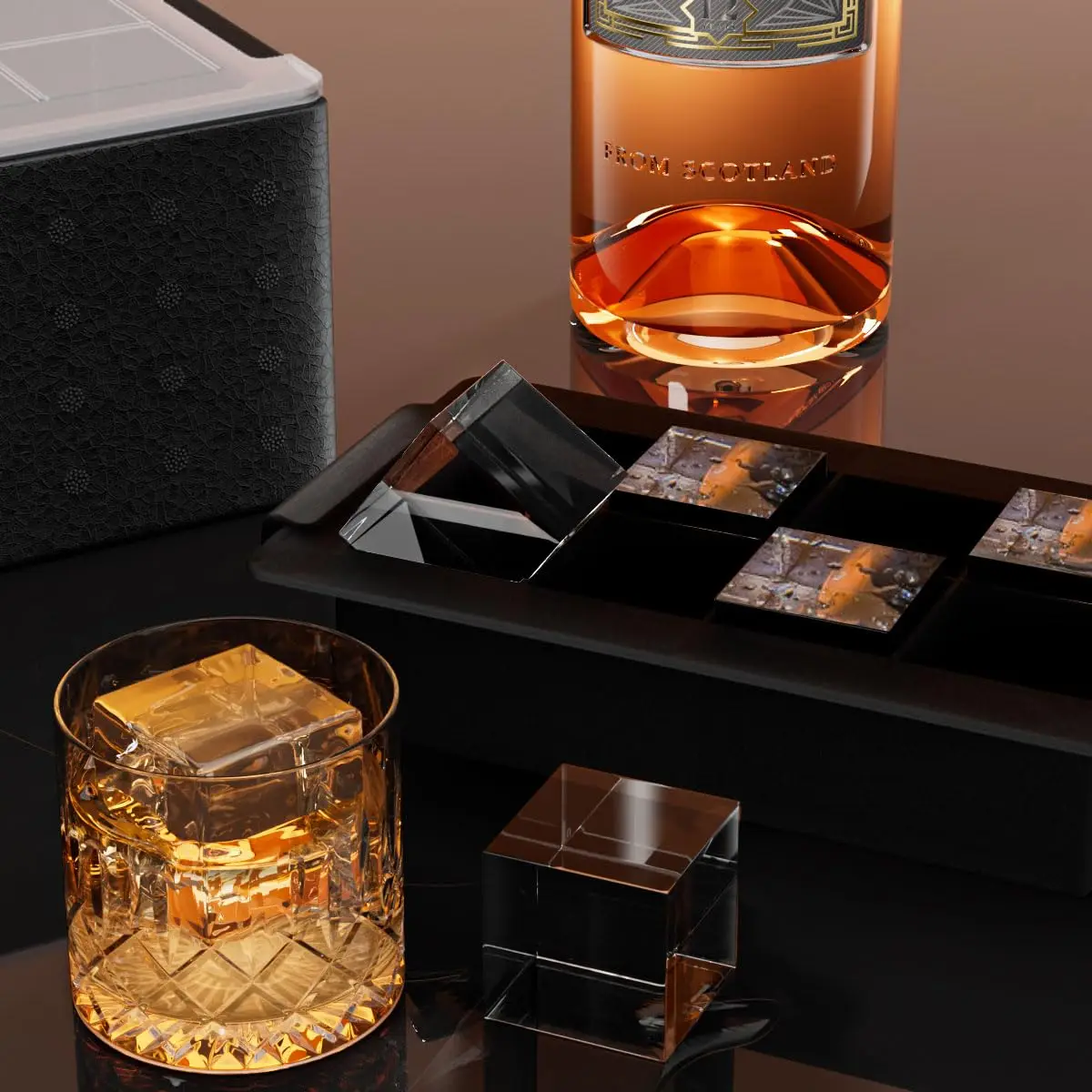 Clear Ice Cube Tray for Whiskey: 2Inch Clear Ice Cube Maker -Square Ice Cube Tray for Bourbon Old Fashioned Whisky