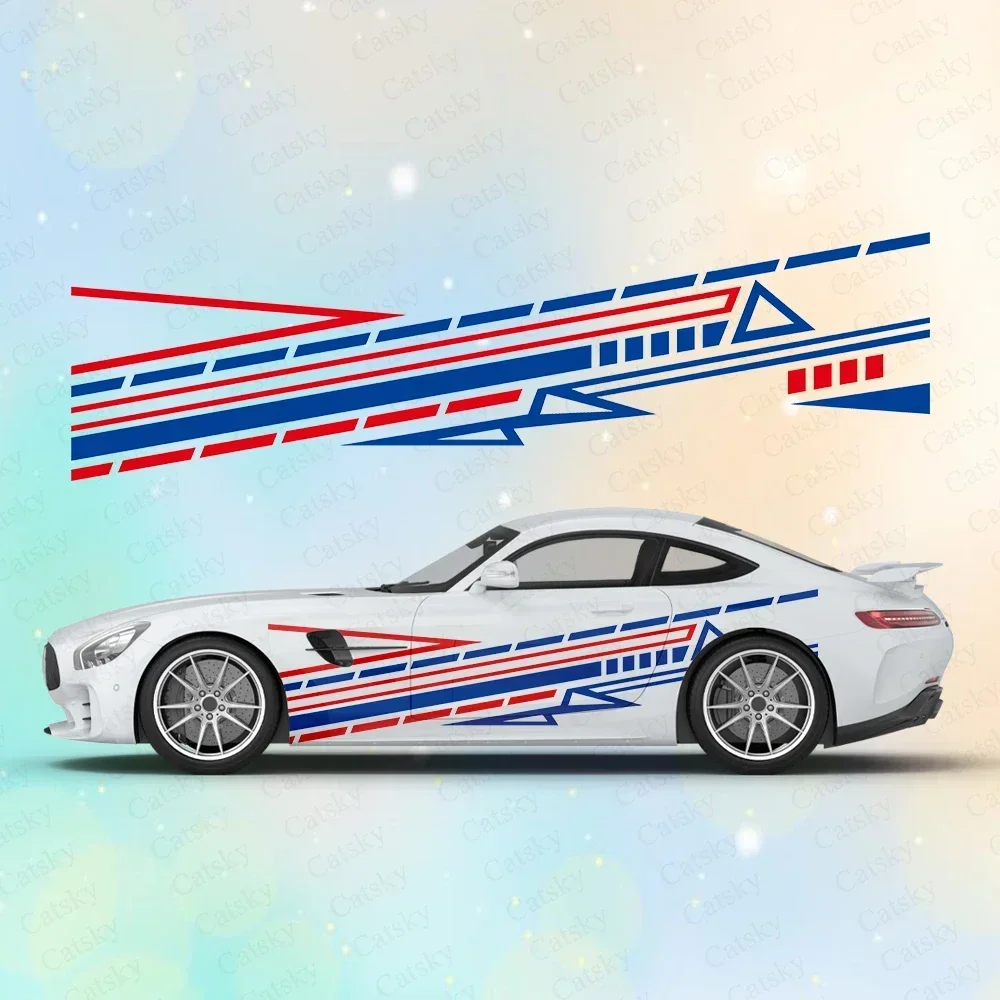 

Abstract Blue Red Geometric Lines Large Car Stickers and Decals Car Body Stickers Car-Side Decals Waterproof Car Vinyl Stickers