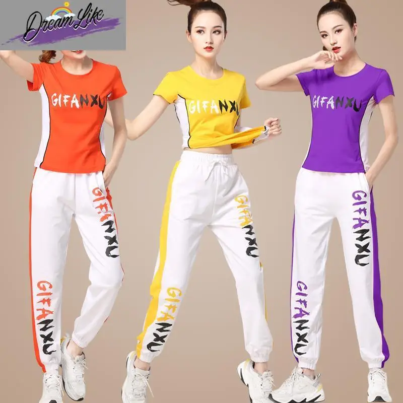 

Fitn Dancewear Set Women's Sle Summer Cotton Tee-acetate Fiber Ghost Step Dance Costume Square Dancing New Arrival