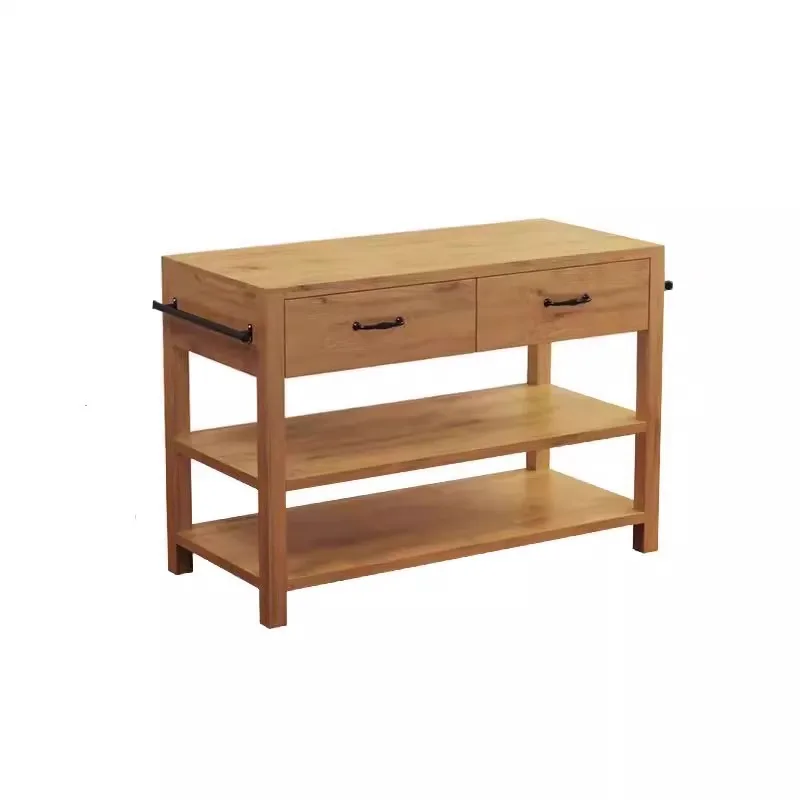 &Solid wood dining side cabinet Home kitchen Locker Personalized cooking table Marble countertop Tea cabinet Dining table