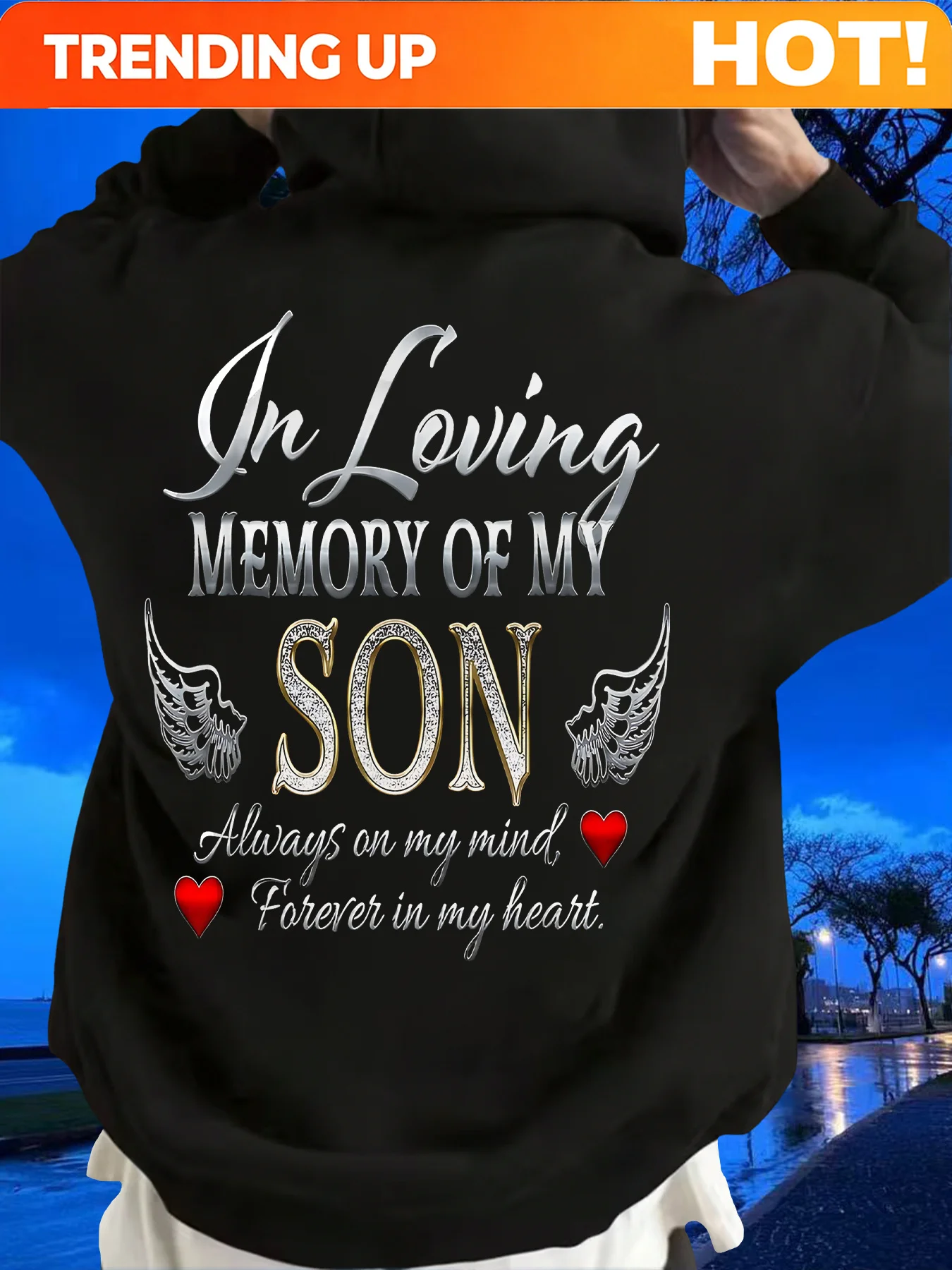 Customization In Loving Memory Of My Son Memorial Shir Silver And Golden Wings Hear Design For Grieving Paren S Mourning Ribu E