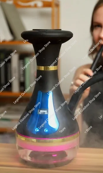 

European New LED Screen Electronic Vaporizer Large Smoke Intelligent Hookah Electronic Hookah Kit