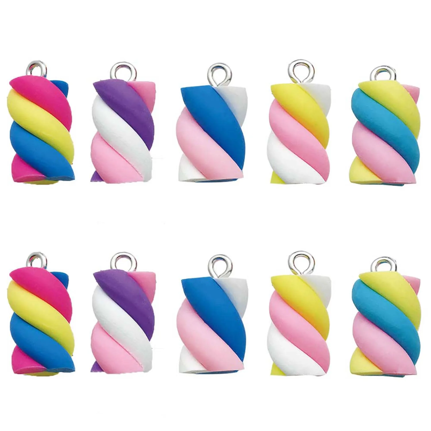 10pcs Colorful Simulation Marshmallow Charms Resin Candy Pendant for DIY Bracelets Necklaces Earrings Jewelry Making Accessories