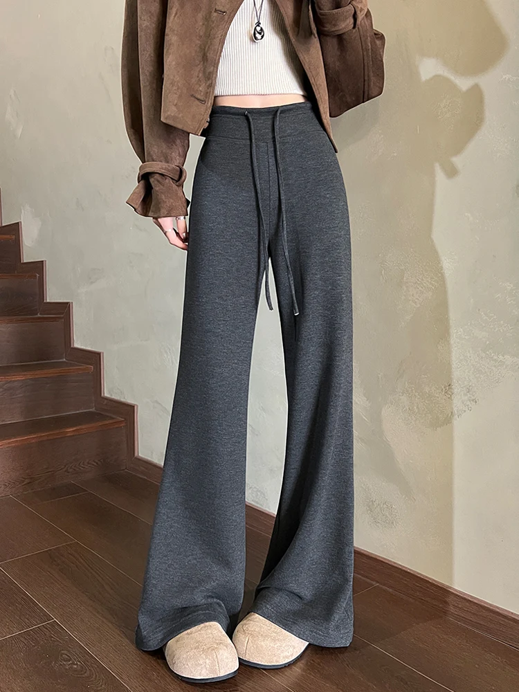 ay Wool Bell Bot Pants Women's Autumn Winter High Waist Slim Fit Yoga Pants Micro Flared Drapey Spor Casual Trousers
