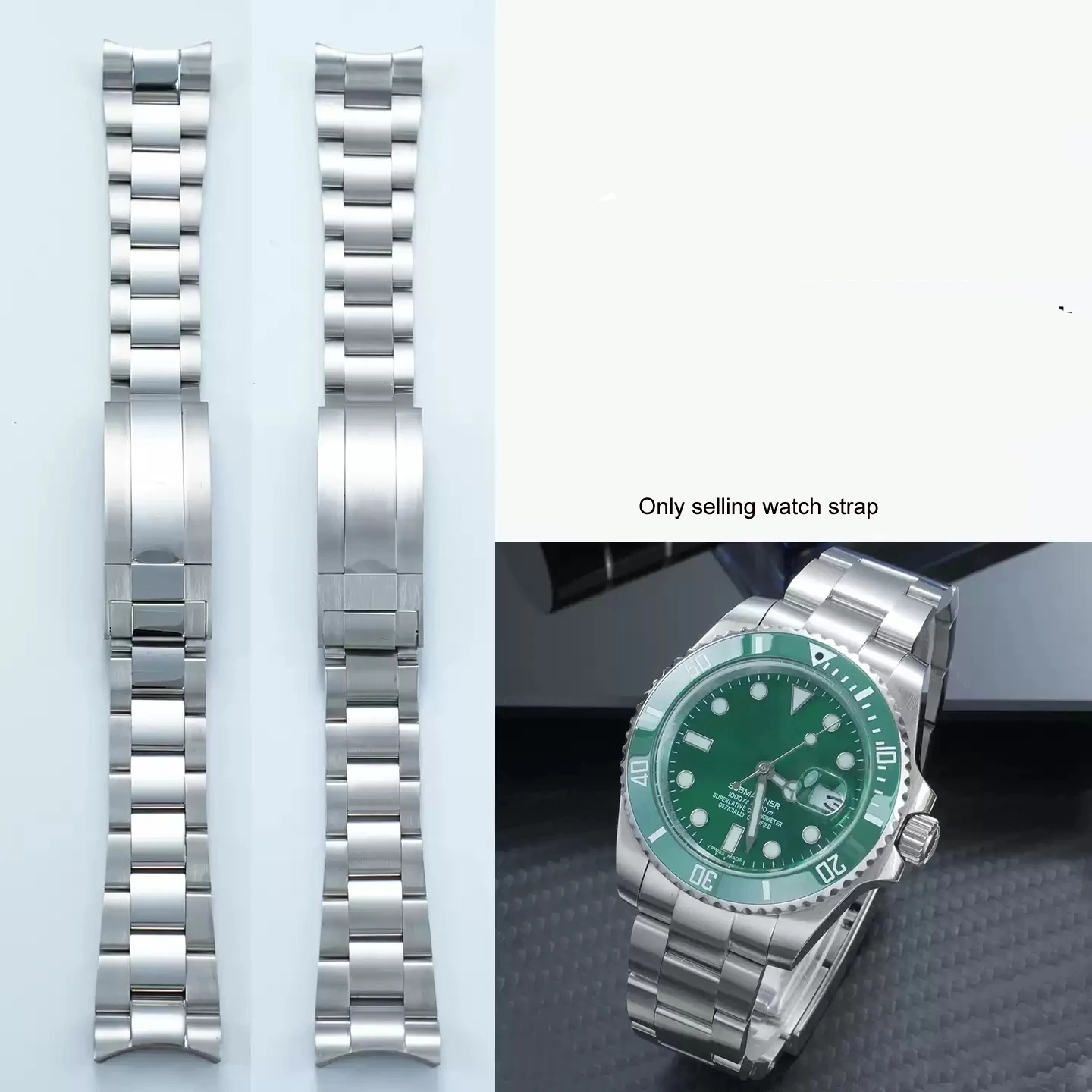 

For Rolex SUBMARINER DAYTONA Men Folding Clasp Watch Strap Solid Stainless Steel Watch Bracelet 904L Watchbands 20mm 21mm