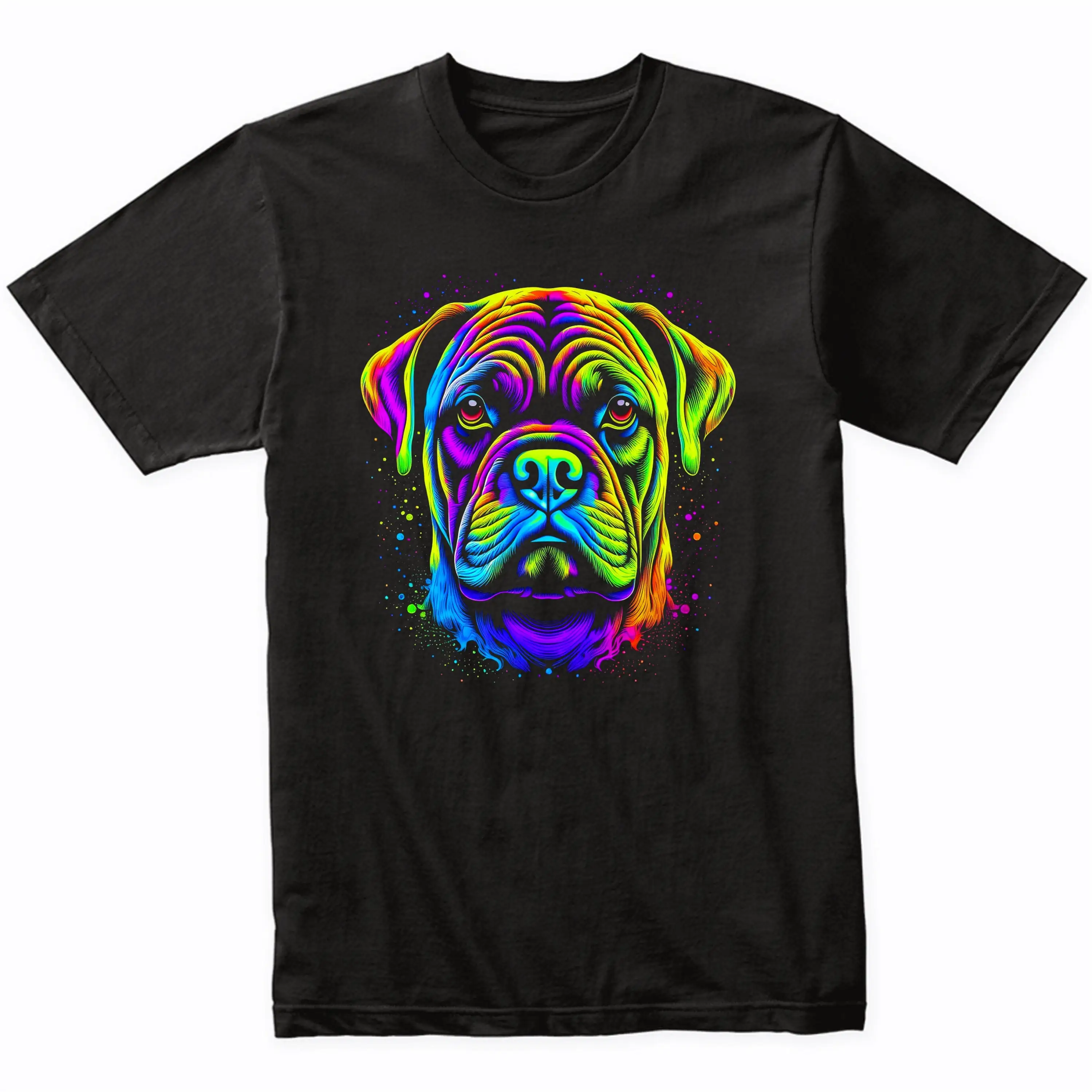 Bullmastiff Psychedelic Dog Art T Shirt Owner Vibrant Colorful Bright Watercolor Rainbow