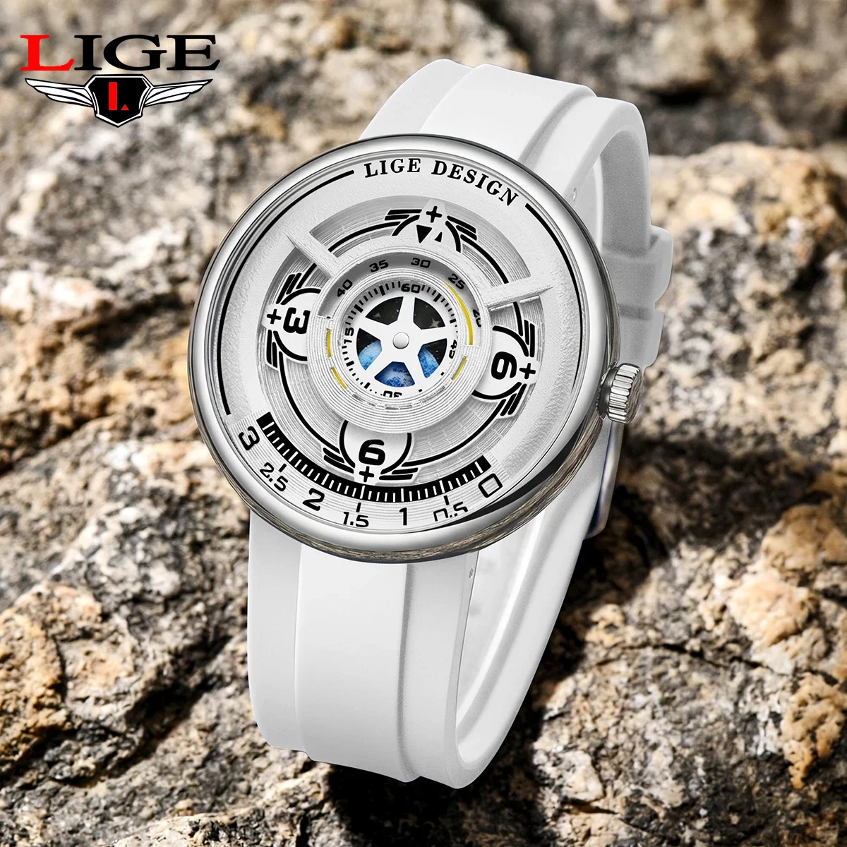

LIGE 2026 Fashion Men's Watches Waterproof Creative Cool Silicone Strap Top Brand New Sports Quartz Watches For Men Reloj Hombre