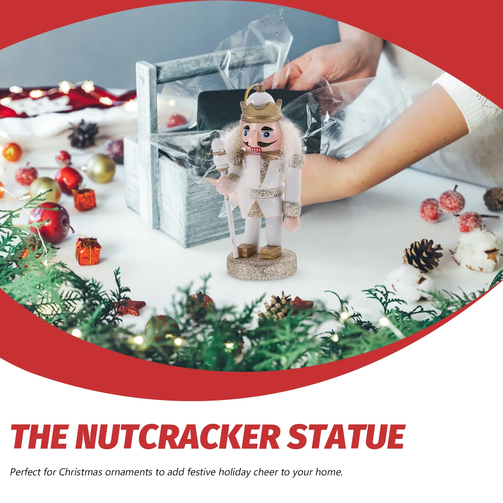 

4Pcs Wooden Nutcracker Ornaments Christmas Decor for Home Table Mantel Shelf Holiday Display Festive Xmas Decoration