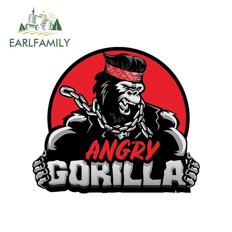 EARLFAMILY Cool Attractive Angry Gorilla Logo Car Stickers Personal Tuya Windshield Milk Crate Decals Vinyl Fuel Tank Cap Decor