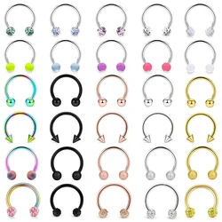 6Style Surgical Steel Nose Septum Rings Piercing Jewelry Horseshoe Cartilage Helix Tragus Earring Hoop Eyebrow Lip Hoop Retainer