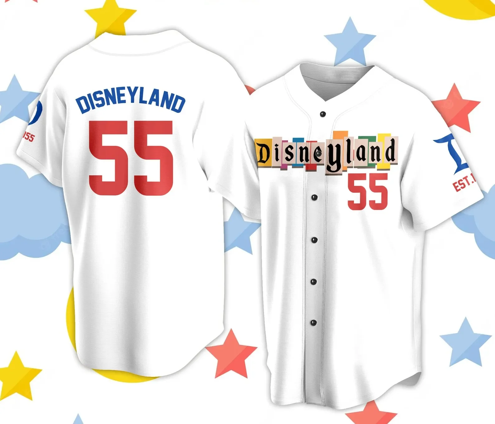 

Disneyland Magic Kingdom Est 1955 Baseball Jersey Men's Womens Shirt Disney Baseball Jerseys Casual Sweatshirts Mens Womens Tops