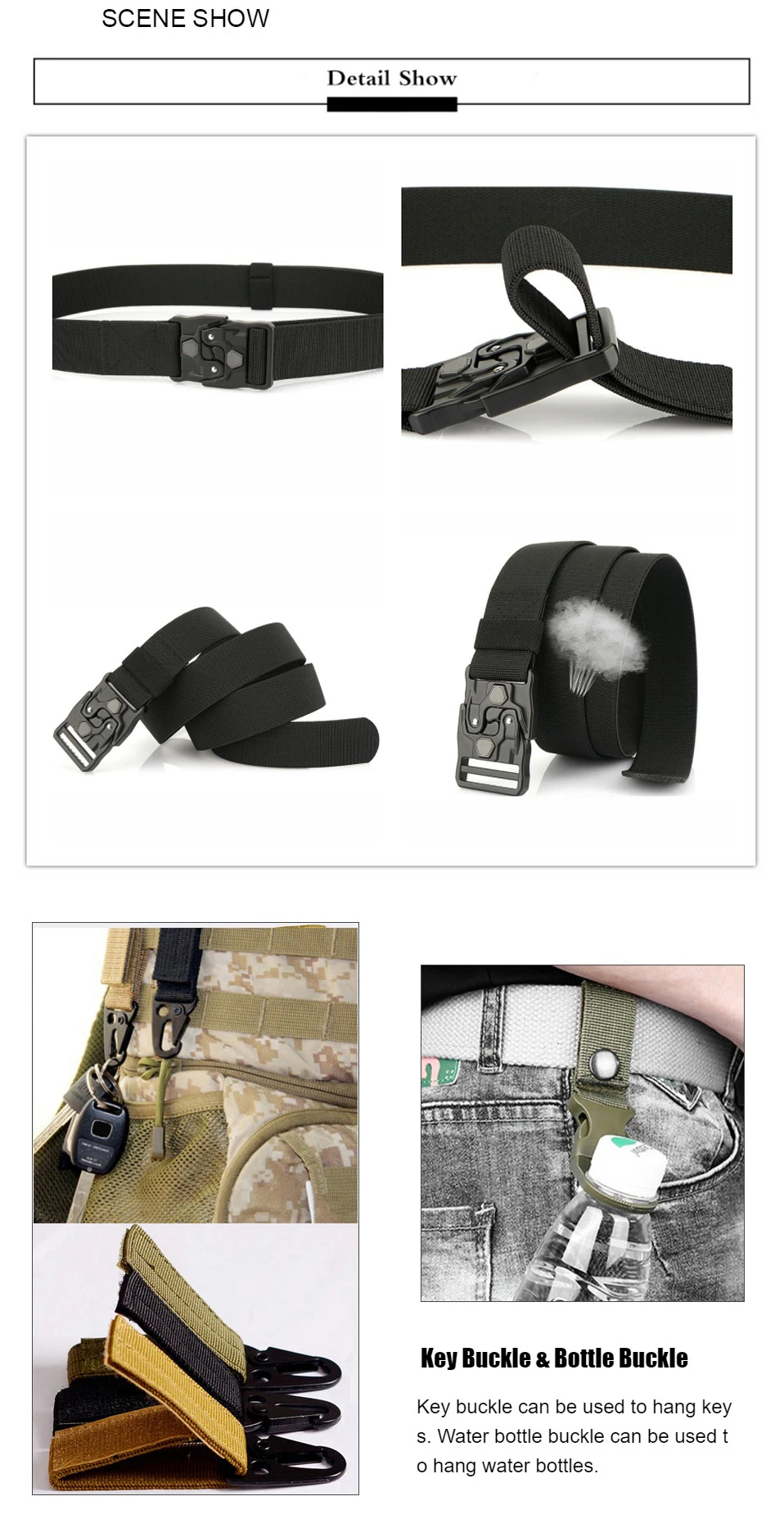 New Original Quick Release Men Belts 125cm Elastic Tactical Belt Metal Buckle Outdoor Breathable Stretch Waist Belt For Drilled