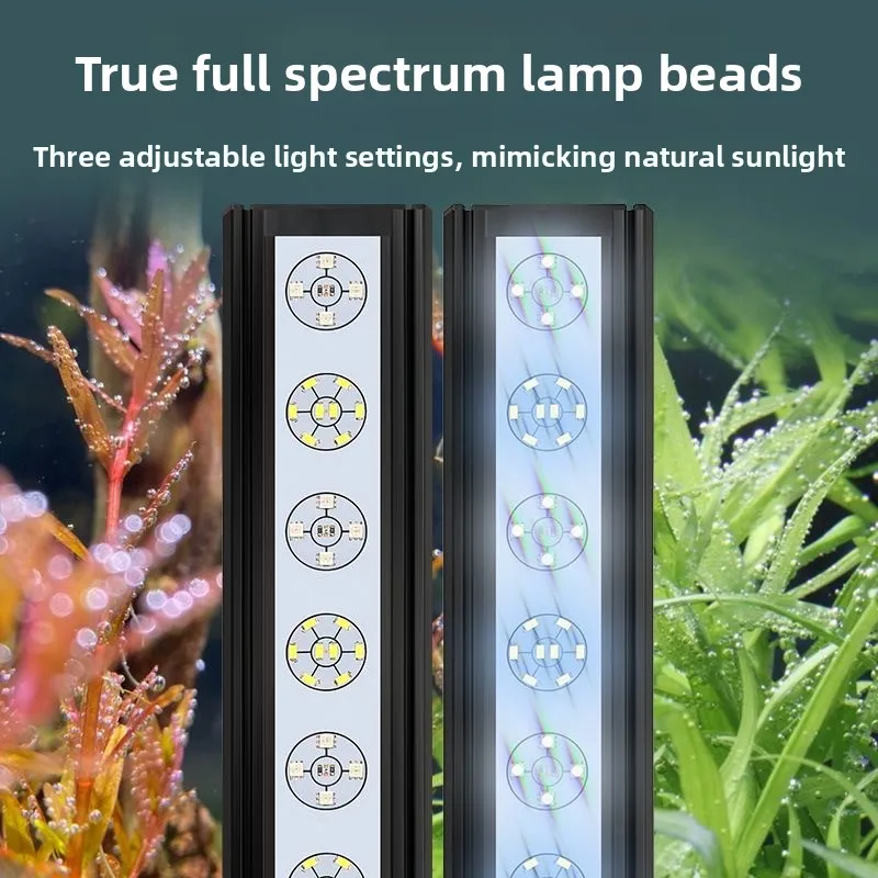 LED Full Spectrum Fish Tank Light 3 Modes Waterproof Explosion-Proof Algae Coral Lamp with Special Bracket for Water Plant Light