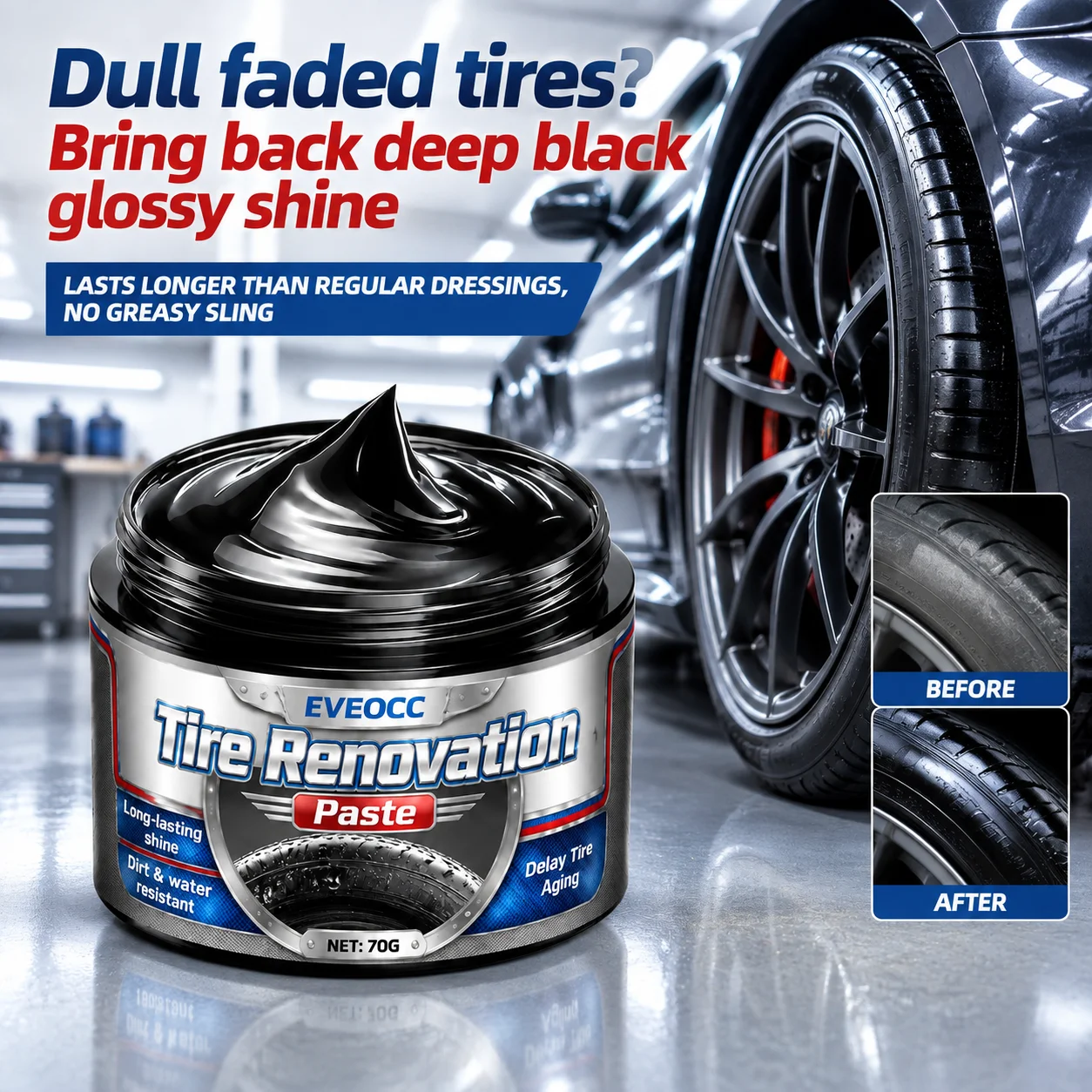 Car Tire Renovation Paste Long Lasting Shine Tire Dressing Anti Aging Water Dirt Resistant Tire Maintenance Cream
