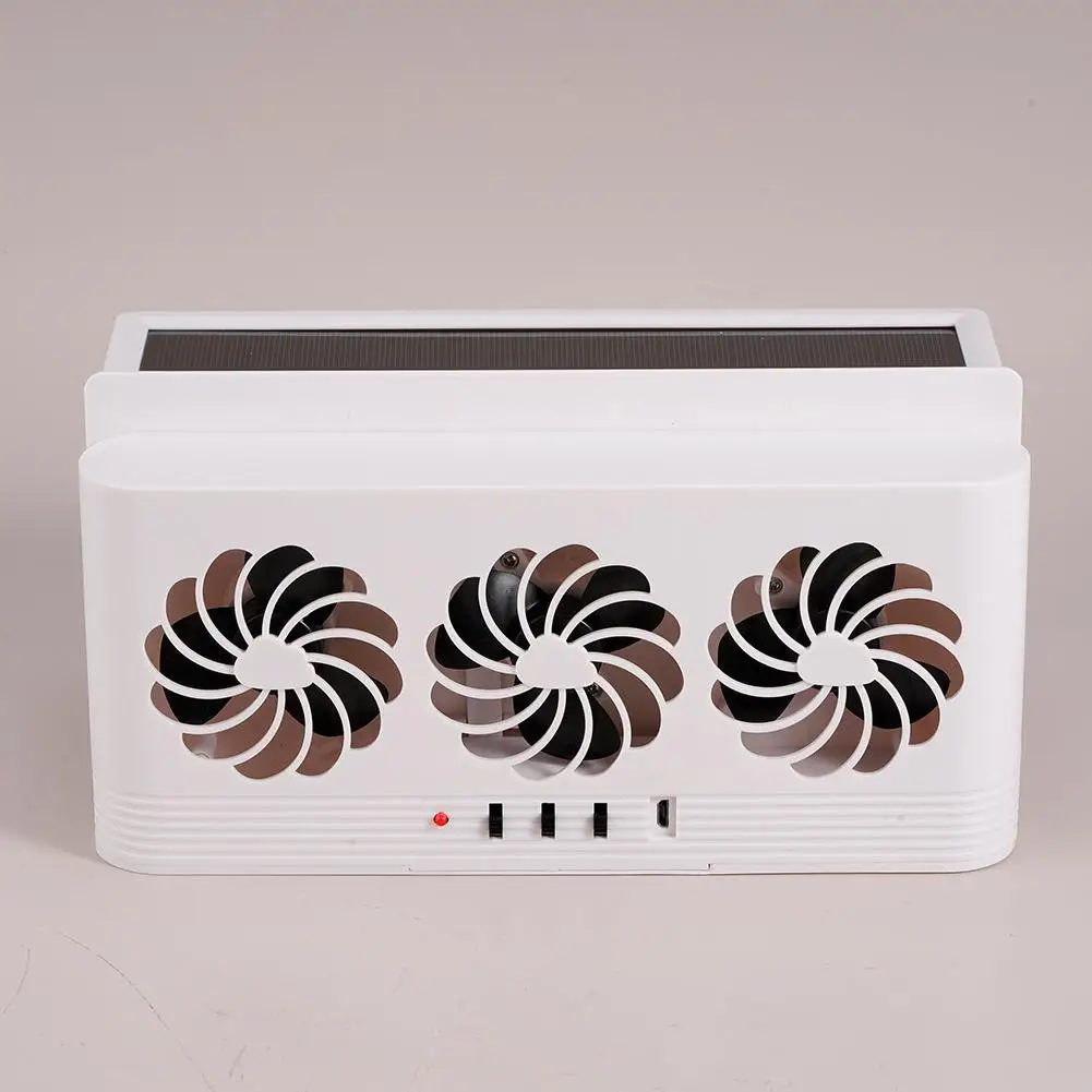 Upgrade Solar Powered Fan Car Cooler Front/Rear USB Charging Window Radiator Exhaust Fan Auto Air Vent Fan Ventilation Radiator