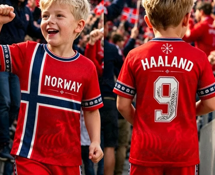 26 Jungen HAALAND Nr. 9 Fußballtrikot T-Shirt Shorts Set Kinder Norwegen Fußballfans Shirt Shorts Set Kinder Trainingsanzug 2-teiliges Set – Detail 10