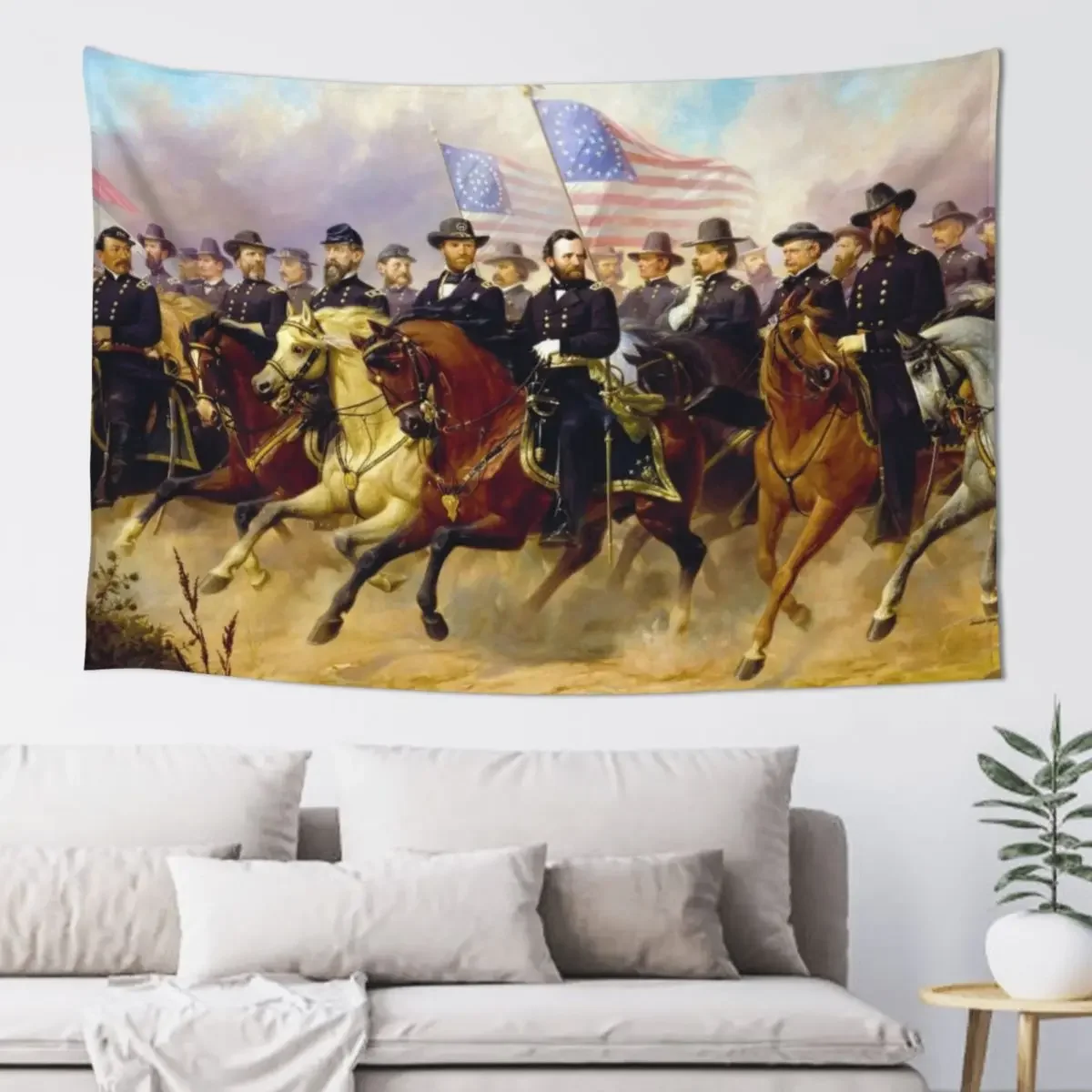 

Grant and His Generals by Ole Peter Hansen Balling (1865) Tapestry Home Decoration Cute Decor Tapestry