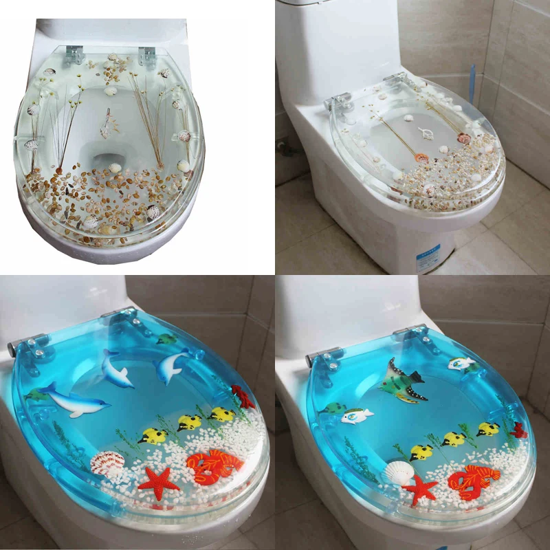 Thickening resin toilet cover quiet slow descent household UVO type universal solid toilet cover Quick detachable Multiple style
