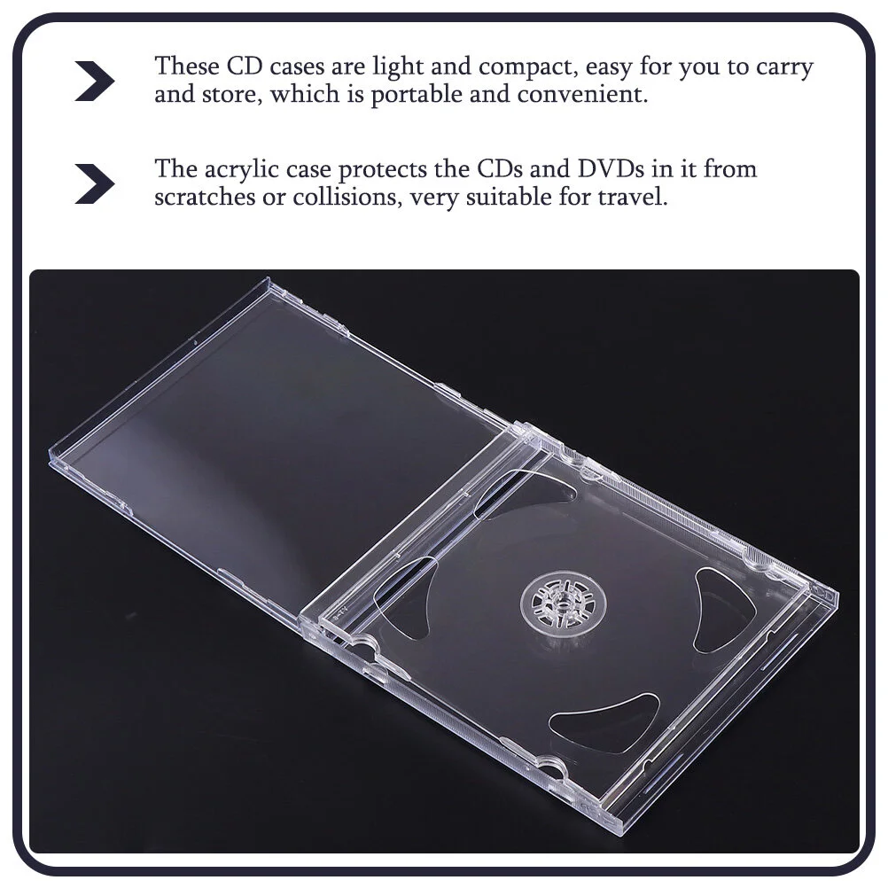 9 Pcs Double CD Jewel Case Clear Jewelry Box Container Cases Transparent DVD Acrylic CDs Travel Binder