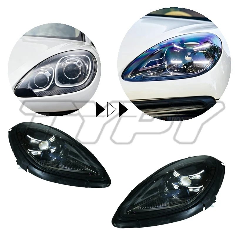 2 Stück TYPY Auto-LED-Matrix-Laser-Scheinwerfer für Porsche Macan Scheinwerfer 2014-2018 Upgrade Neue Scheinwerfer-Einheit mit Blinker