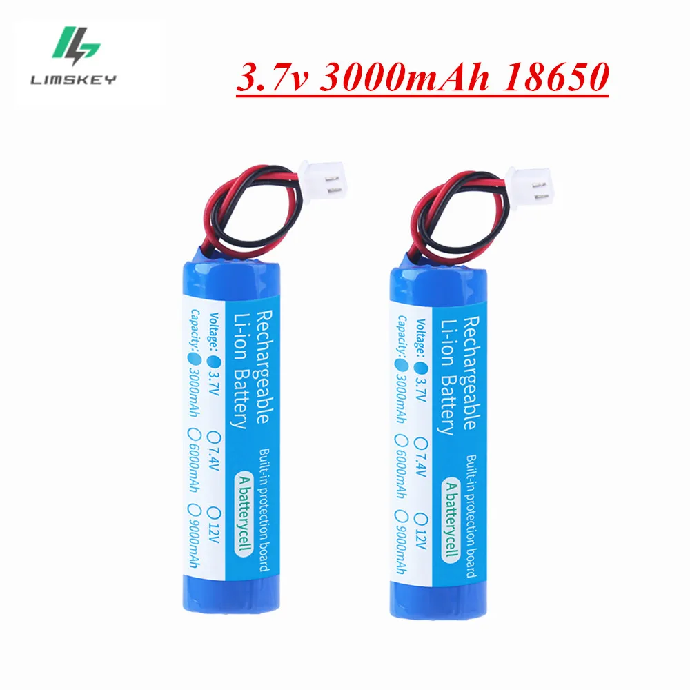 Batería recargable de iones de litio de 3,7 V, 3000MAH, 18650 con enchufe de repuesto, iluminación de emergencia, línea xh2.54 para Bluetooth 4,2 V