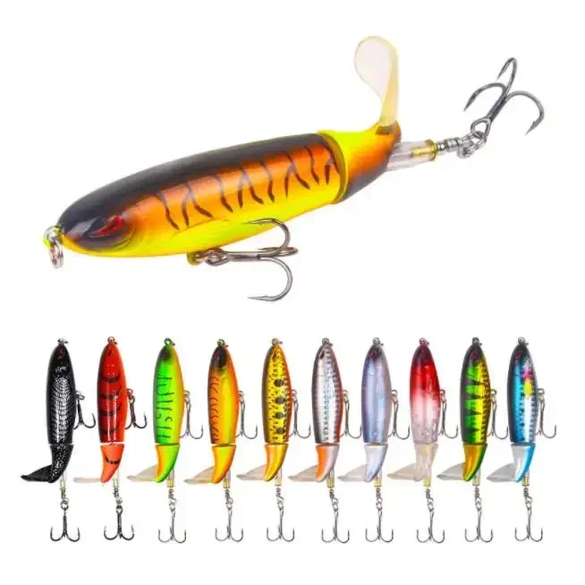1 Uds Whopper Popper 10cm/14cm señuelo de Pesca cebo Artificial duro suave cola giratoria aparejos de Pesca Geer Pesca