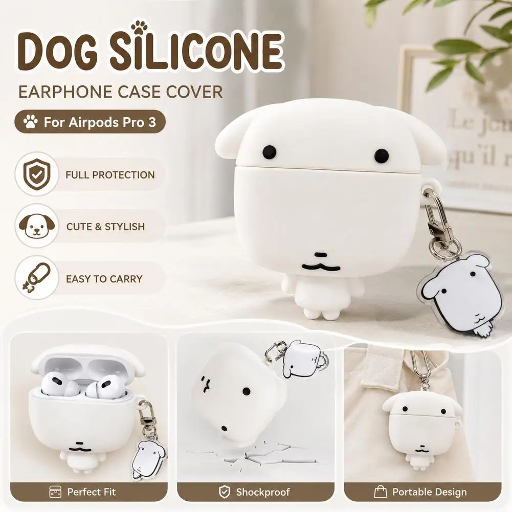 For Japanese White Dog Cartoon Silicone Protective Case for Apple AirPods pro 3rd Generation Bluetooth Earphone Cover Suitable