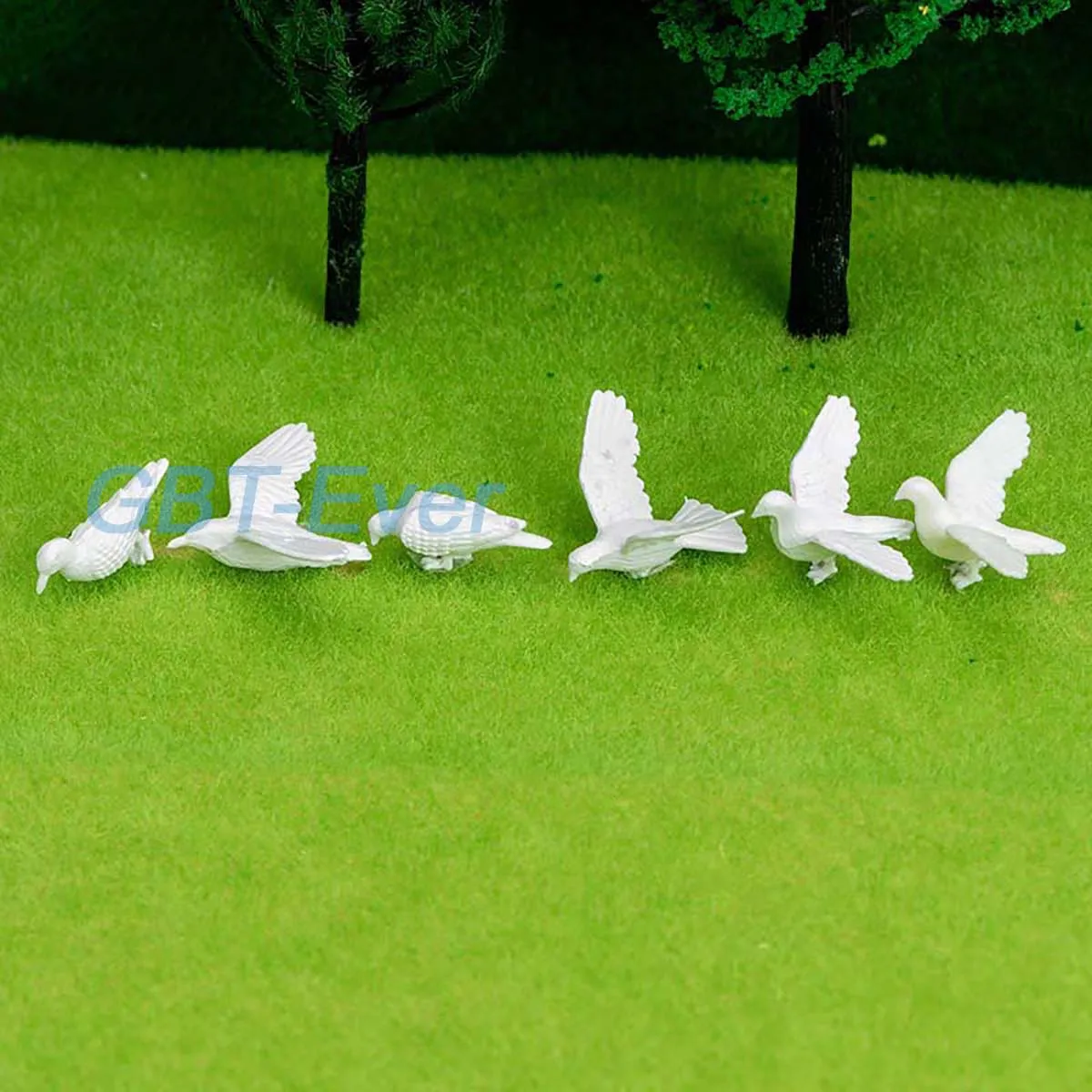 5Pcs Miniature White Pigeons Animal Bird Model Doll House Fairy Home Decor for Garden Zoo Scene Making Material