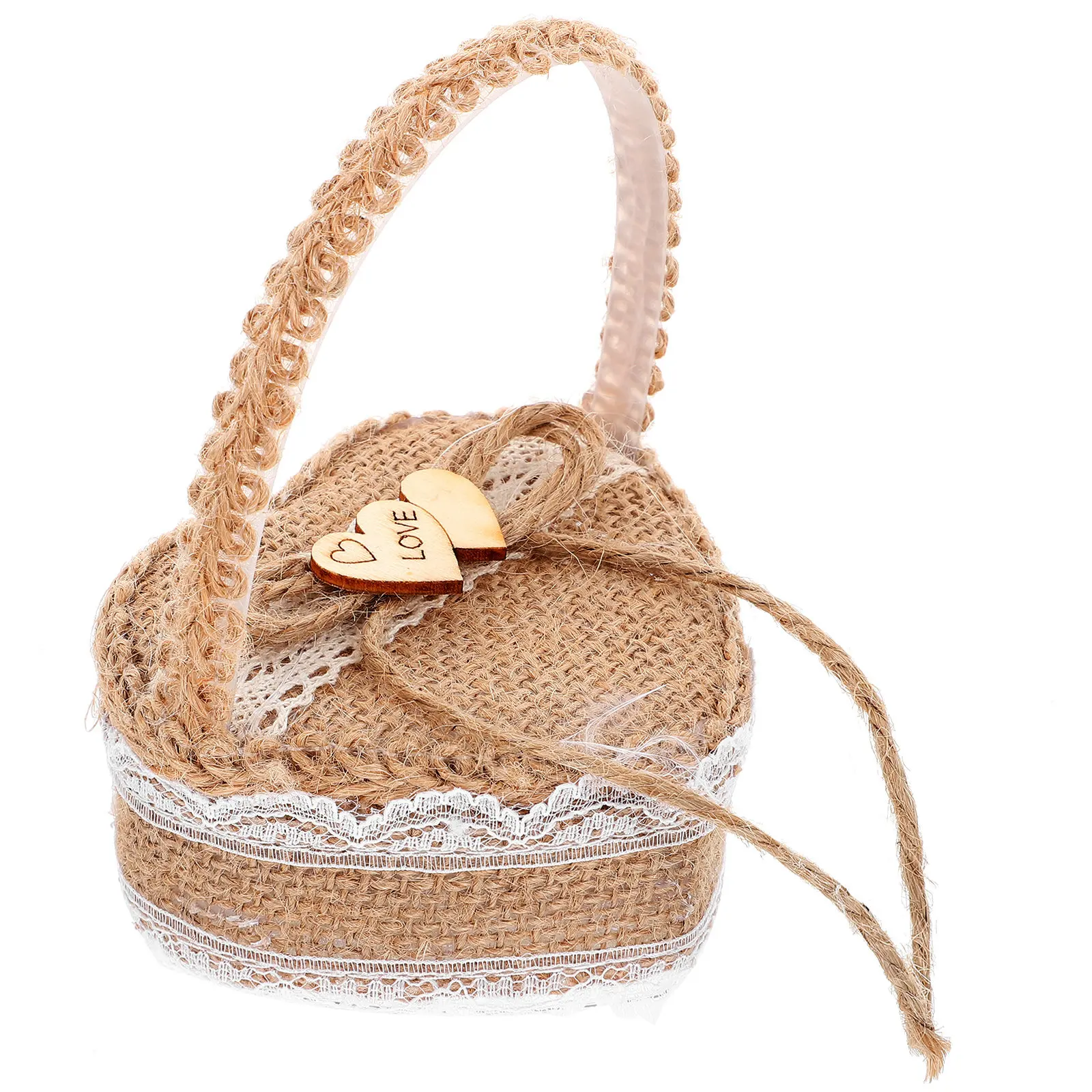 Cesta de madera rústica y delicada para anillos, organizador de joyas para anillos de boda, para ceremonia de compromiso, almacenamiento para la novia