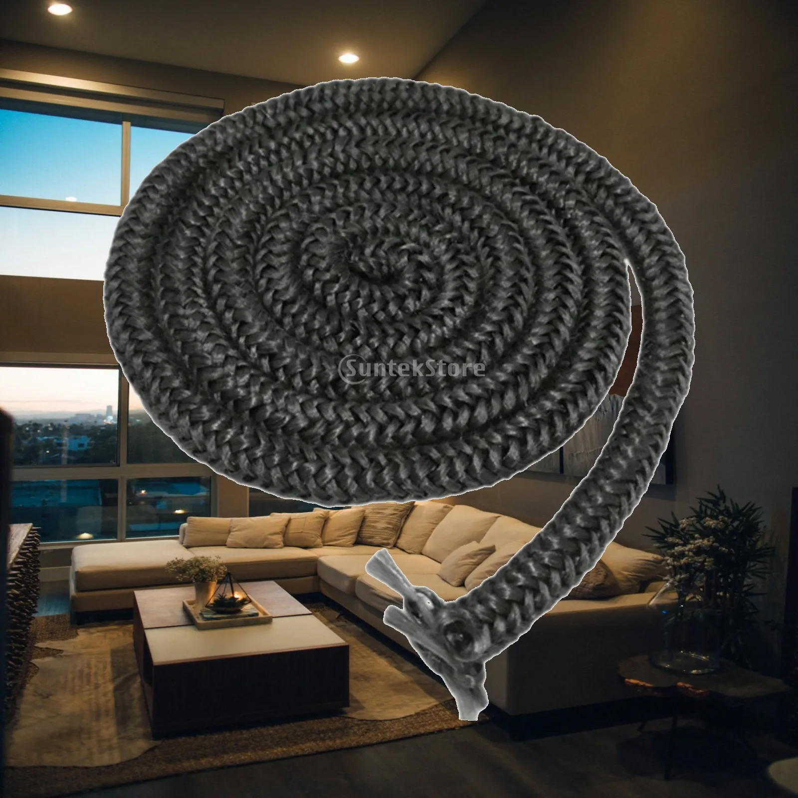 Fireplace Seal Rope 2M Fiberglass Wood Stove Gasket Cord High Temperature Resistant Door Seal for Fireplace Stove