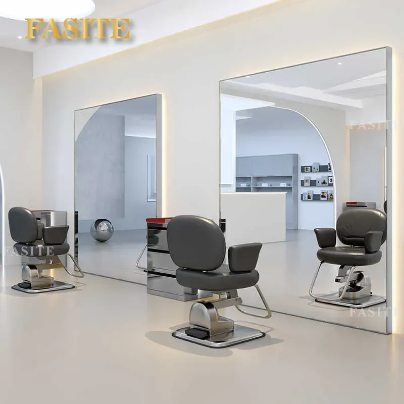 For Barber Shop Wall Mounted Mirror Large Glass Single Sided Hair Mirror Commercial Hair Cutting Perm Dyeing Furniture
