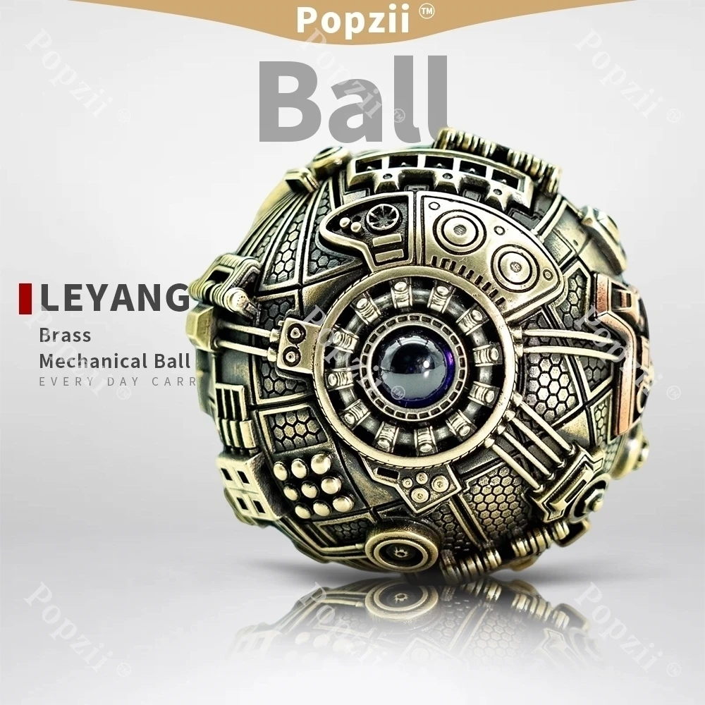 

LEYANG Open The Armor Mechanical Ball Brass Carving EDC Table Ornament Adult Sensory Toys Cool Gadget Fidgeting toys