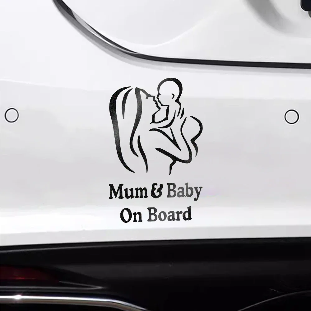 Mum and Baby on Board Sticker Car Warning Safety Creative Vinyl Film Decals Figure Styling Windshield Sticker Decor Accessories