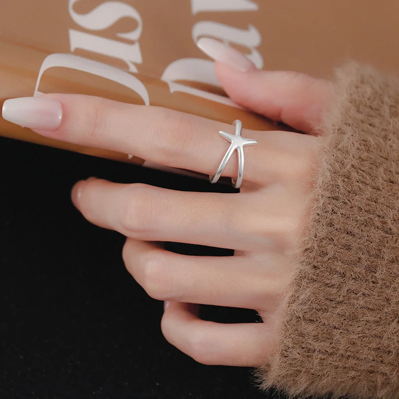 XIYANIKE Hip Hop Frosting Starfish Line Open Rings For Women Girl Fashion New Year Jewelry Accessories Gift Party anillos mujer