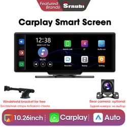 Srnubi-Rétroviseur de voiture sans fil, vidéo statique, moniteur Carplay, Android Auto, tableau de bord 4K 10.26 P, DVR, GPS, lecteur de limitation FM, 2160