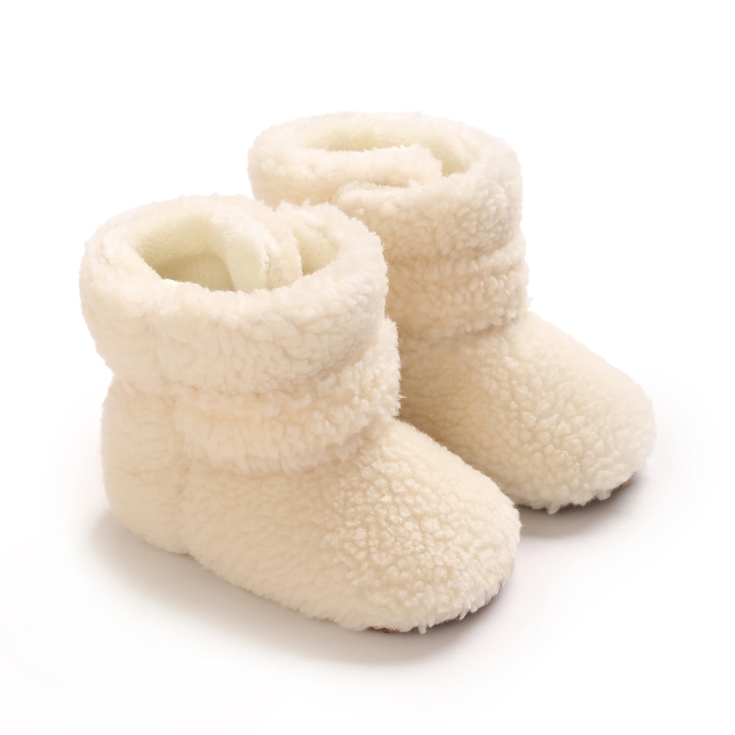Unisex Baby Winter  Fleece Booties Soft Plush Velcro Cuff Non Slip Sole Infant Newborn Warm Crib First Walkers Snow Boots 0-18M view 2
