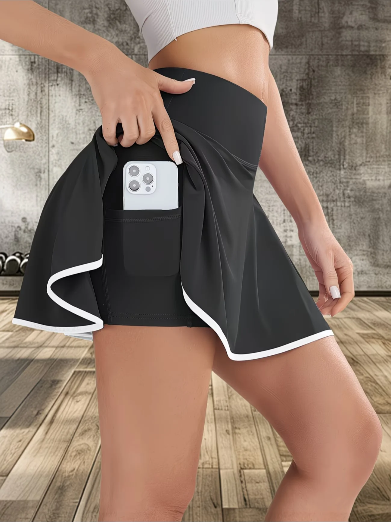Women Casual Skort High Waist Ruffle Skirt With Inner Shorts Phone Pockets Quick‑Dry Lightweight Daily Workout Sport Skirts