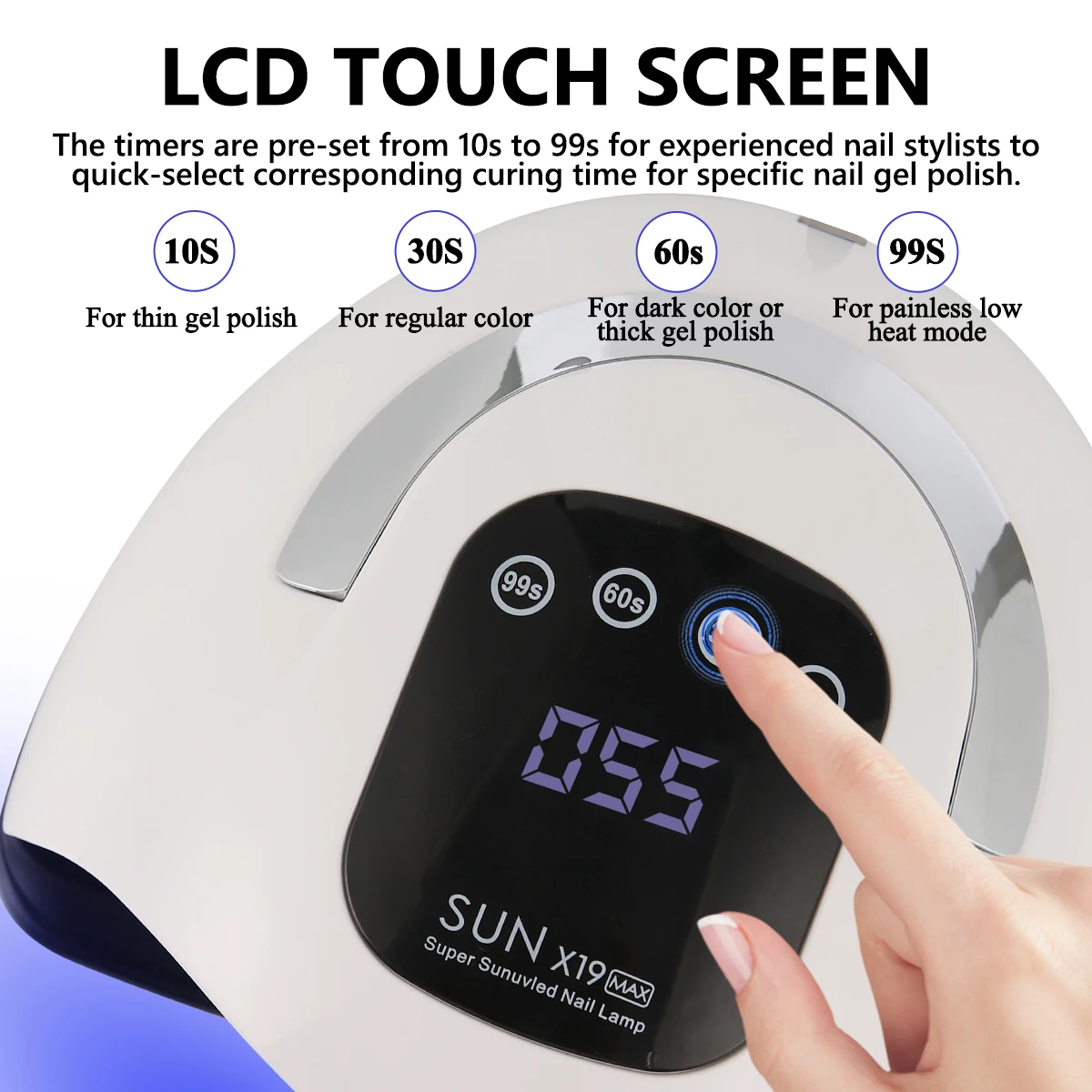 SUN X19 MAX UV LED Nageldrogen Professionele UV Nageldroger Licht voor Gel Nagels 72 Kralen Snel Uithardende Gel Polish Lamp