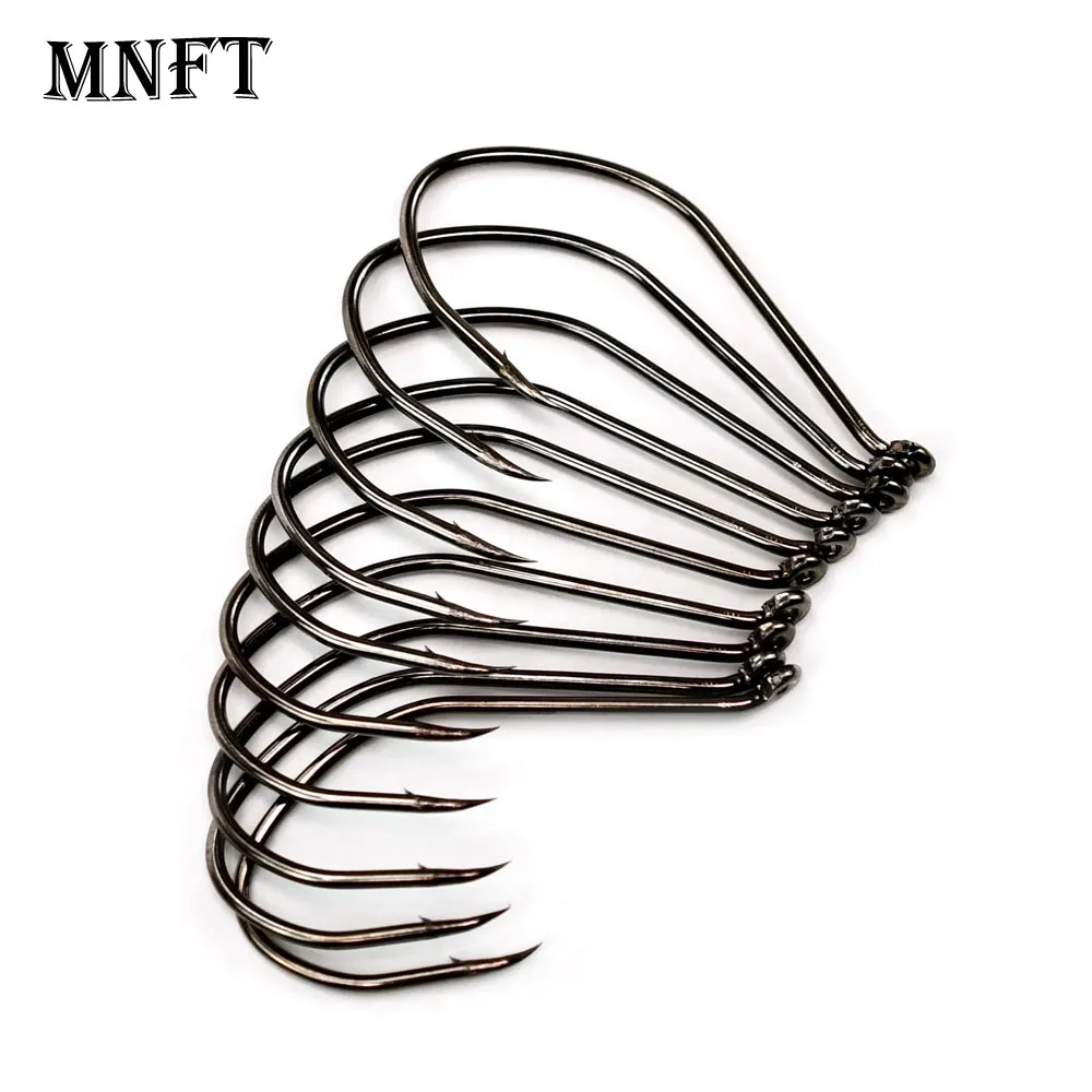 MNFT 10 Stück Angelhaken aus Kohlenstoffstahl, Oktopus-Kreishaken, schwarzer Nickel-Sabiki-Rig-Haken 4/0 für Salzwasserangeln