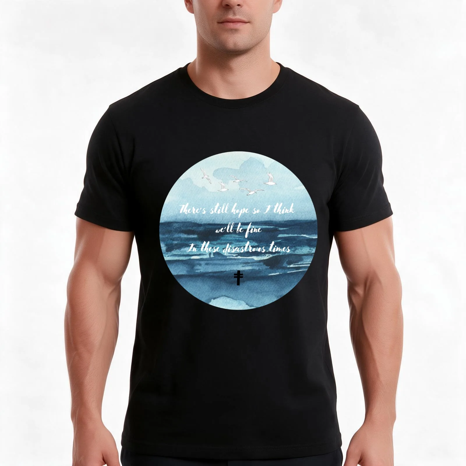 Frightened Rabbit The Oil Slick ocean T-Shirt Summer Casual Cotton Tee Oversized Streetwear Tops Vintage Graphic Print